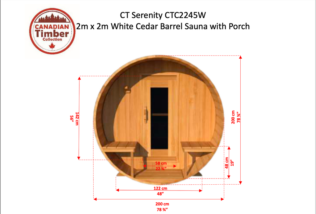 Leisurecraft Canadian Timber Tranquility Barrel Sauna